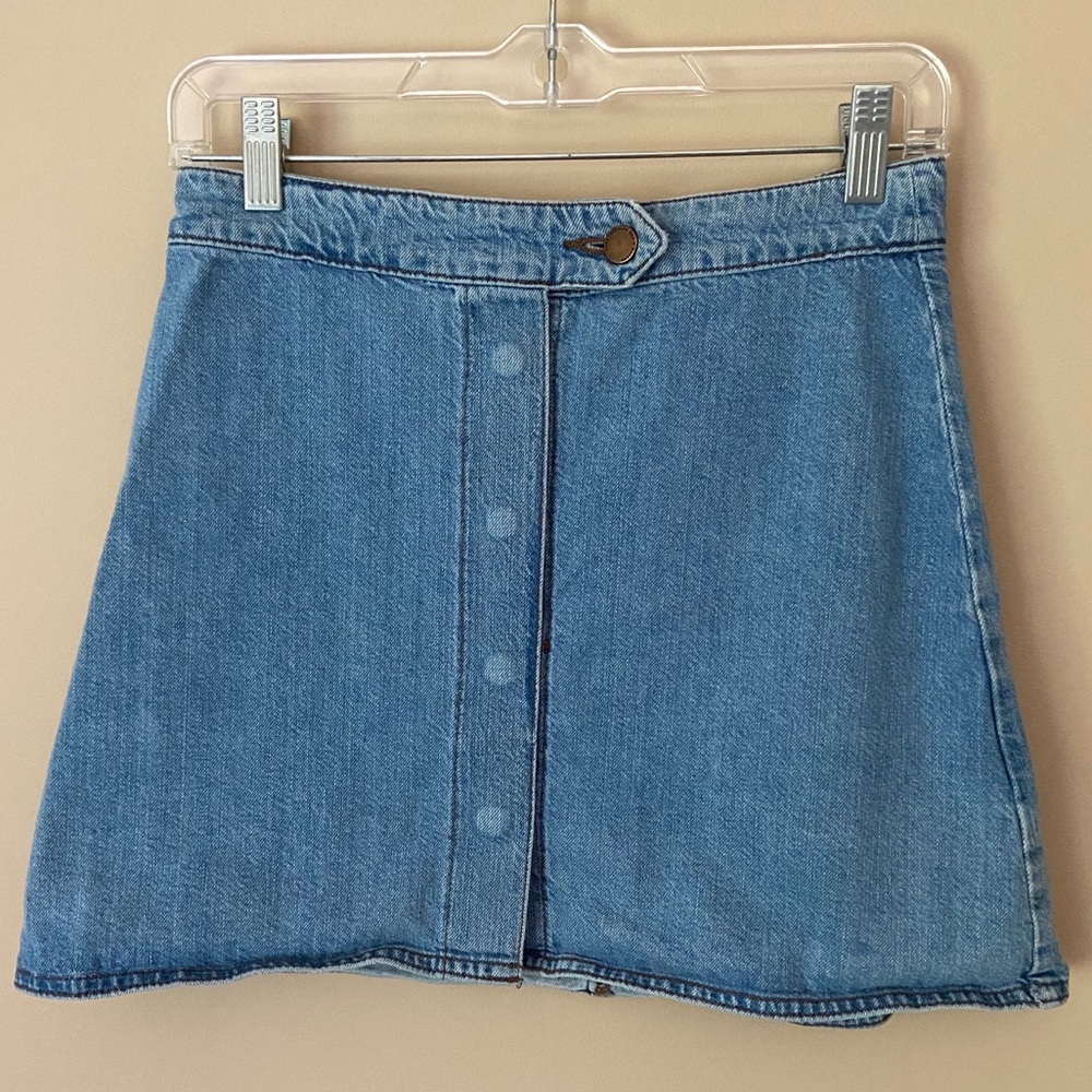 ZARA Light Blue Denim Button-Up Front Skirt